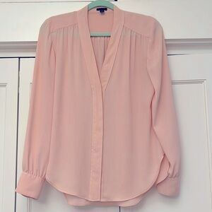 Women’s blush pink sheer blouse